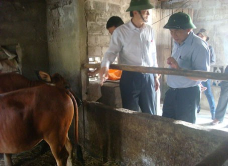 Phó Chủ tịch UBND tỉnh Lê Đình Sơn kiểm tra công tác phòng chống dịch tại thôn 3, xã Cẩm Huy (Cẩm Xuyên). Ảnh: Thanh Nga (Báo NNVN)