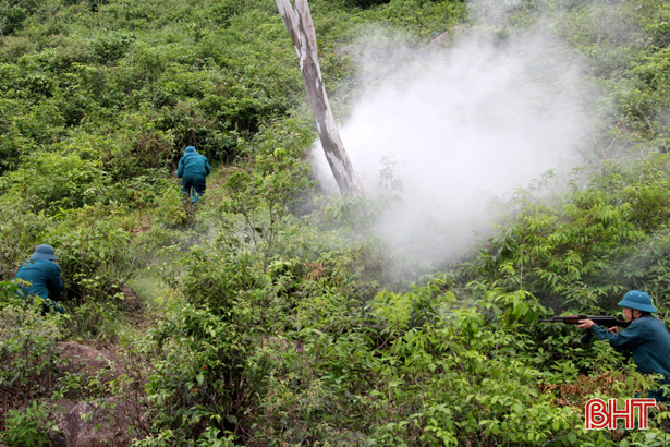 Lực lượng dân quân cơ động Xuân Lam diễn tập sẵn sàng chiến đấu