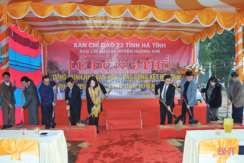 Xây dựng nhà văn hóa cộng đồng kết hợp tránh bão, lũ và nhà ở cho hộ nghèo Hương Khê