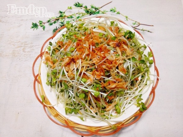 Cách làm salad rau mầm trộn thịt gà thanh mát, ngọt dịu