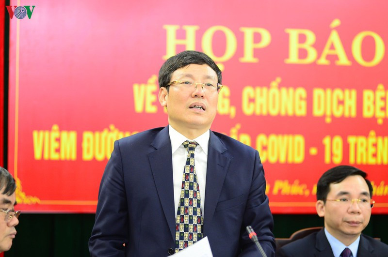 Phó Chủ tịch Thường trực UBND tỉnh Vĩnh Phúc Lê Duy Thành phát biểu tại buổi họp báo. “Vĩnh Phúc đã làm chủ tình hình, quyết chống lây lan Covid-19 cho Hà Nội”