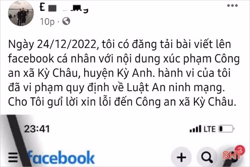 Xử phạt 3 trường hợp ở huyện Kỳ Anh đăng tin sai sự thật, xúc phạm nhân phẩm người khác trên facebook