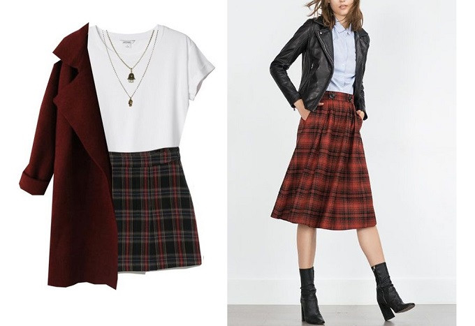 Gợi ý 4 cách phối đồ mùa đông cùng chân váy tartan