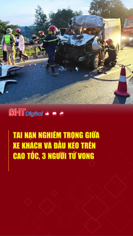 Tai nạn nghiêm trọng giữa xe khách và đầu kéo trên cao tốc, 3 người tử vong