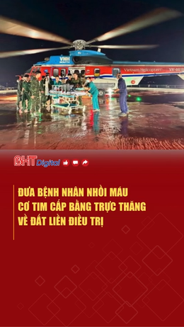 Đưa bệnh nhân nhồi máu cơ tim cấp bằng trực thăng về đất liền điều trị