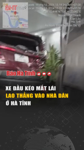 Xe đầu kéo mất lái lao thẳng vào nhà dân ở Hà Tĩnh