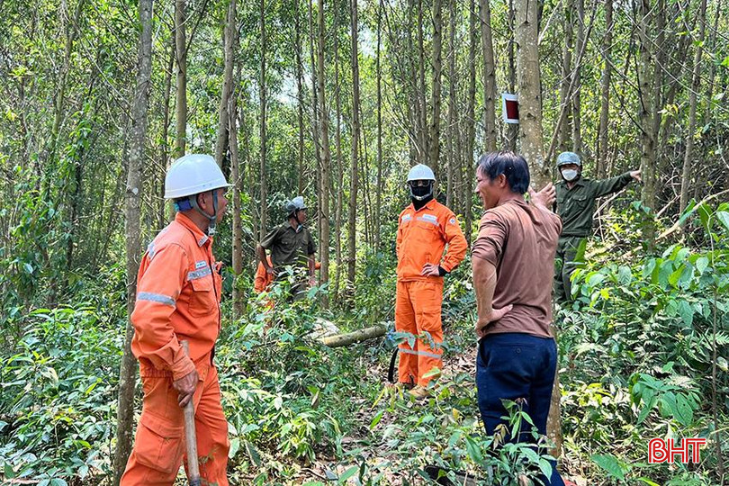 Điện lực Kỳ Anh phối hợp với chính quyền địa phương, các đơn vị ra quân phát quang hành lang an toàn lưới điện. z5770954578242_f8d41748deb89c8d007b53e8f9895ac1.jpg
