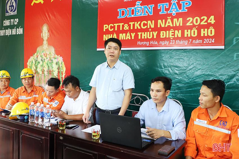 Các tình huống sự cố trong cuộc diễn tập PCTT&TKCN mà Nhà máy Thủy điện Hố Hô đặt ra được phân tích, xử lý kịp thời, hiệu quả. 48.JPG