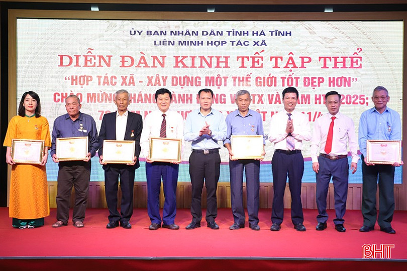 Phó Chủ tịch Thường trực Ủy ban MTTQ tỉnh Thái Ngọc Hải trao kỷ niệm chương "Vì sự nghiệp phát triển HTX" của Liên minh HTX Việt Nam cho các cá nhân đạt thành tích xuất sắc năm 2024. bqbht_br_904.jpg