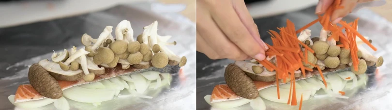 Cuối tuần, trổ tài với món cá hồi hấp nấm tuyệt ngon