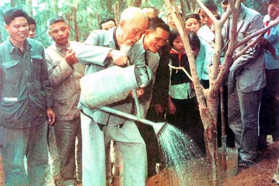 Bác Hồ tham gia Tết trồng cây tại Bất Bạt, Hà Tây, 1969. Ảnh tư liệu Bác Hồ tham gia Tết trồng cây tại Bất Bạt, Hà Tây, 1969. Ảnh tư liệu