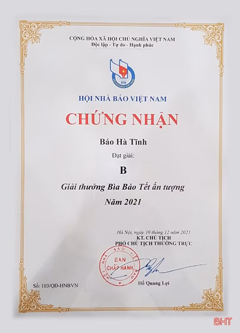 Báo Hà Tĩnh giành giải B - Bìa báo Tết ấn tượng