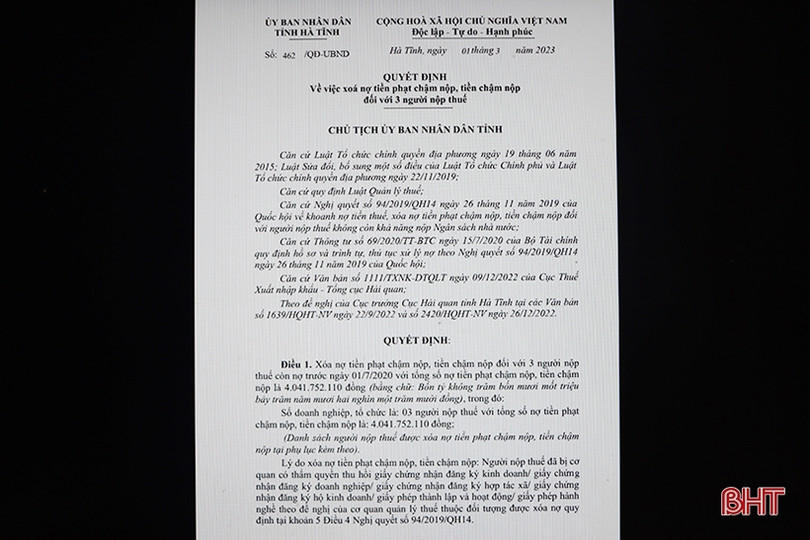 Hải quan Hà Tĩnh tập trung xử lý nợ thuế theo Nghị quyết số 94/2019/QH14