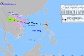Bão số 5 cách Hà Tĩnh khoảng 200 km về phía Đông Đông Nam