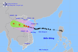 Bão số 5 giật cấp 17, cách Hà Tĩnh khoảng 145 km