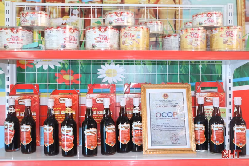 Ấn tượng gian hàng trưng bày sản phẩm nông nghiệp chào mừng Đại hội Đảng của huyện miền núi Hà Tĩnh