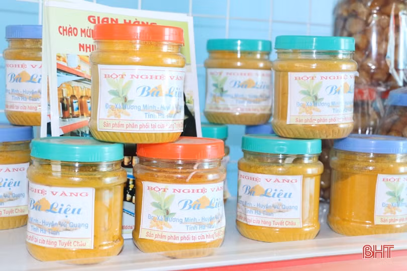 Ấn tượng gian hàng trưng bày sản phẩm nông nghiệp chào mừng Đại hội Đảng của huyện miền núi Hà Tĩnh