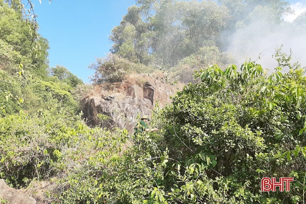 Kịp thời dập tắt đám cháy tại núi Nam Giới