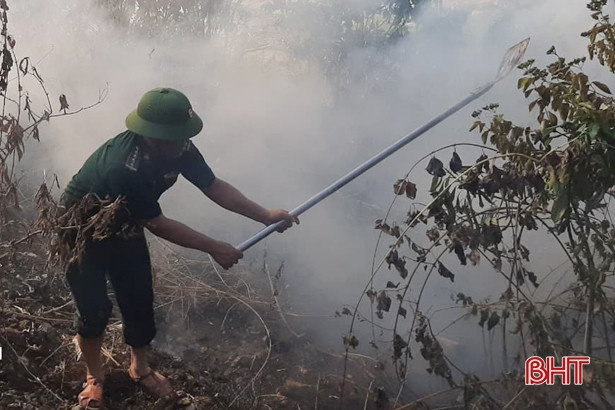 Kịp thời dập tắt đám cháy tại núi Nam Giới