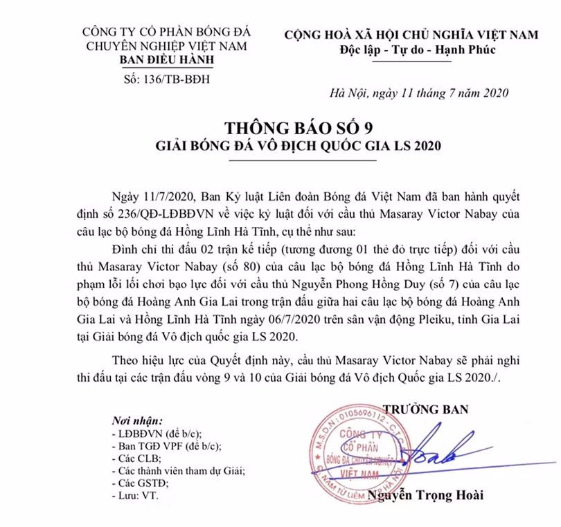 Nhận án kỷ luật trước “giờ G”, Hồng Lĩnh Hà Tĩnh bất lợi trong trận derby xứ Nghệ