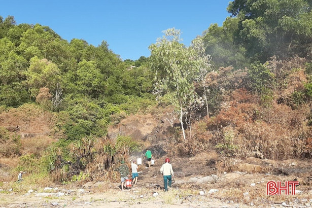 Kịp thời dập tắt đám cháy tại núi Nam Giới