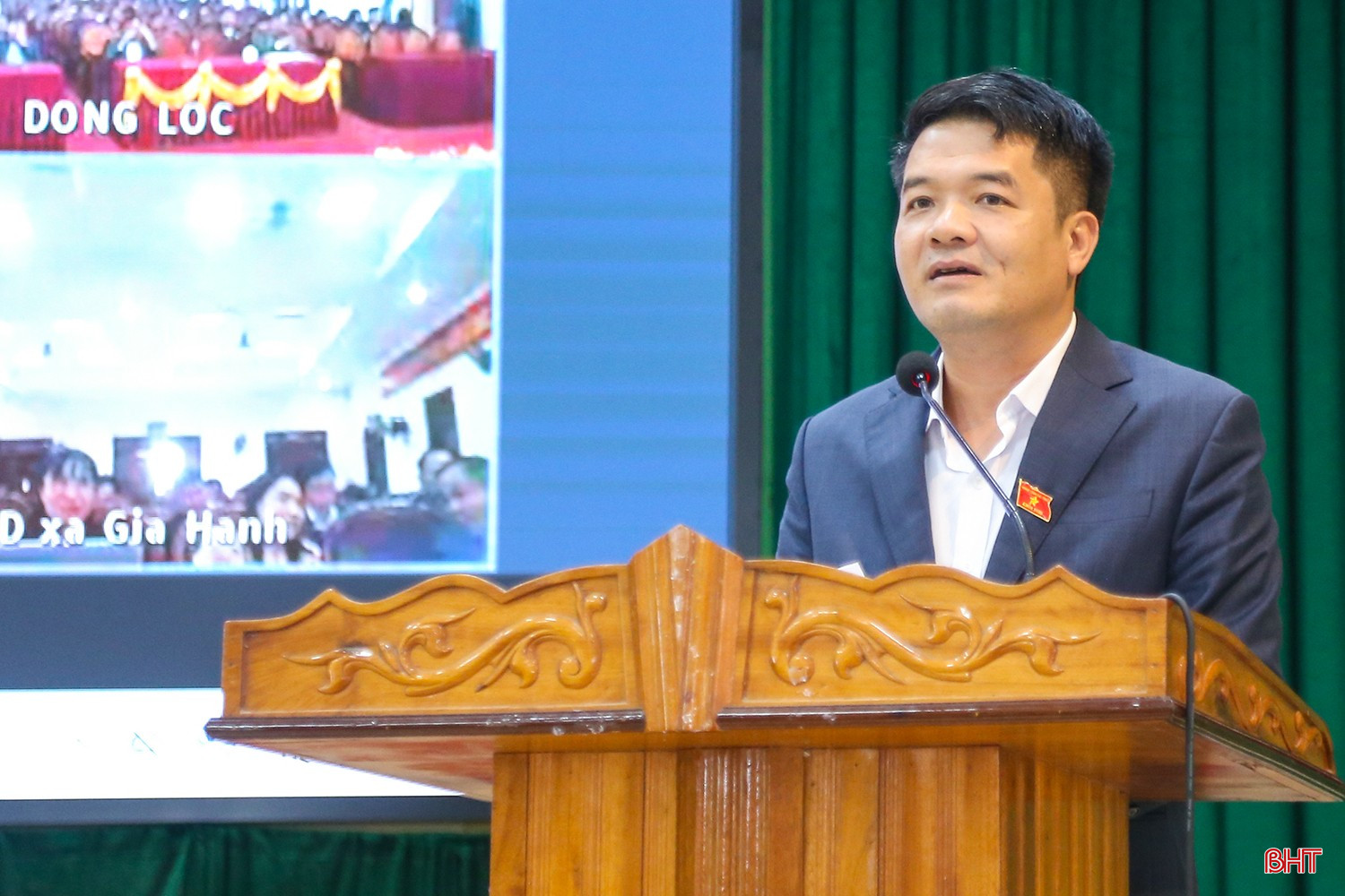 Ông Trần Nhật Tân - Ủy viên Ban Thường vụ Tỉnh ủy, Trưởng ban Nội chính Tỉnh ủy trình bày chương trình hành động.