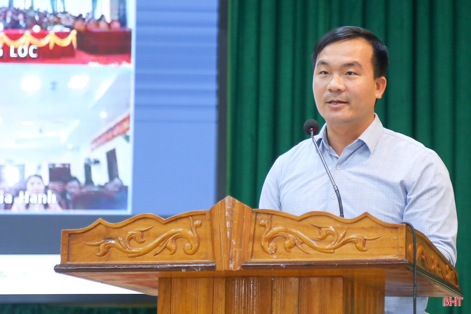 Ông Nguyễn Thanh Cảnh - Phó Trưởng phòng kinh tế, UBND xã Can Lộc trình bày chương trình hành động.