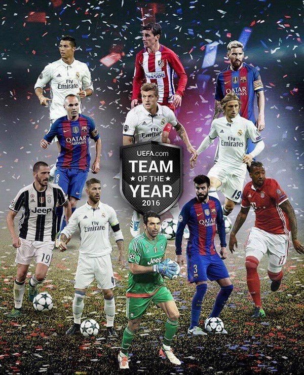 UEFA chính thức công bố đội hình xuất sắc nhất năm 2016 ảnh 1 uefa chinh thuc cong bo doi hinh xuat sac nhat nam 2016