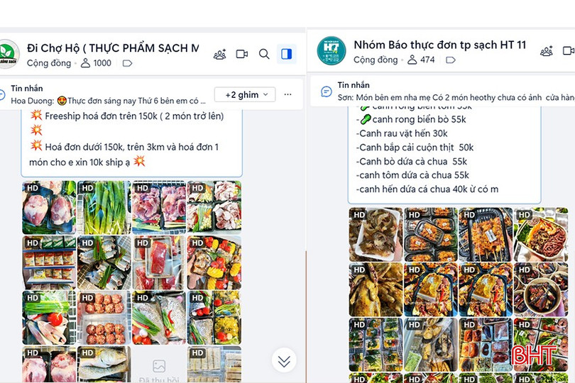 Các cửa hàng thông qua mạng xã hội như Zalo, Facbook để giới thiệu từng món ăn hàng ngày (ảnh chụp màn hình). bqbht_br_1.jpg