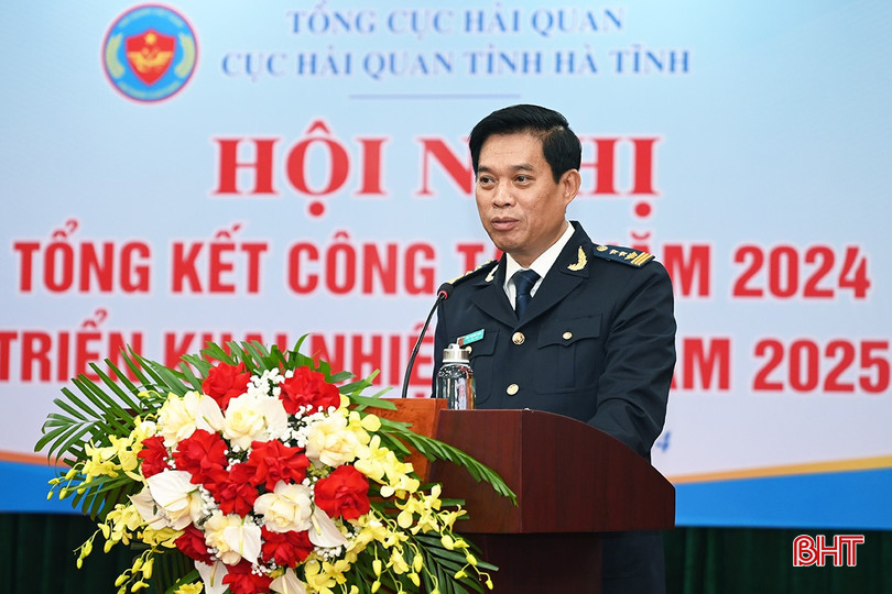 Cục trưởng Cục Hải quan Hà Tĩnh Bùi Thanh San kêu gọi cán bộ, công chức, viên chức, người lao động chung sức, đồng lòng thực hiện tốt các nhiệm vụ được giao năm 2025. bqbht_br_1-9007.jpg
