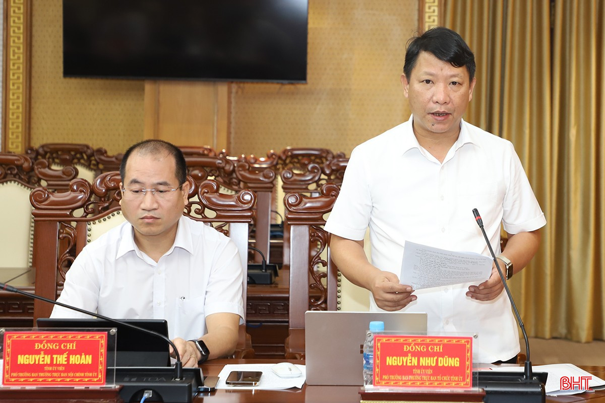 Phó Trưởng ban Thường trực Ban Tổ chức Tỉnh ủy Nguyễn Như Dũng góp ý vào văn kiện đại hội các địa phương. bqbht_br_9.jpg