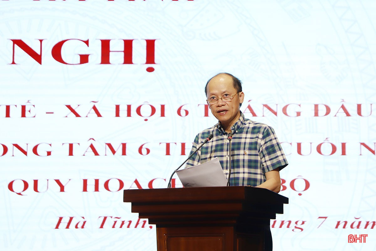 Phó Chủ tịch Thường trực UBND tỉnh Nguyễn Hồng Lĩnh báo cáo tình hình kinh tế - xã hội 6 tháng đầu năm. bqbht_br_5-951.jpg