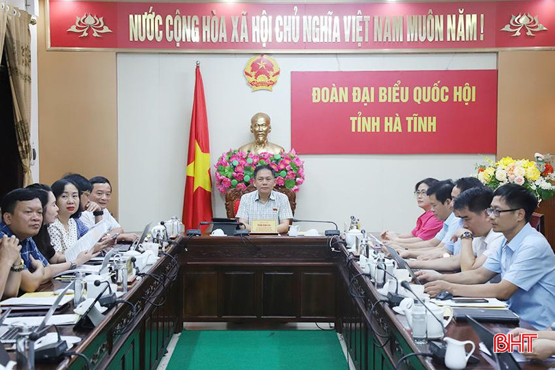 Phó Trưởng đoàn chuyên trách Đoàn ĐBQH tỉnh Trần Đình Gia điều hành điểm cầu Hà Tĩnh. QH.jpg
