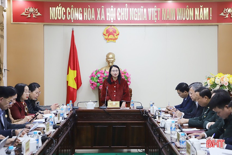 Trưởng ban Pháp chế HĐND tỉnh Nguyễn Thị Nhuần chủ trì buổi làm việc. bqbht_br_a-1580.jpg