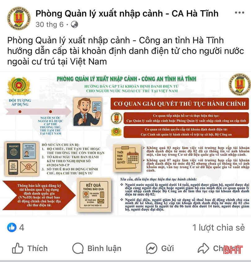 Phòng Quản lý xuất nhập cảnh (Công an tỉnh) hướng dẫn quy trình cấp tài khoản định danh điện tử cho người nước ngoài. bqbht_br_1.jpg