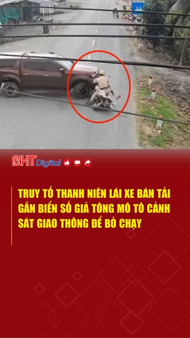 Truy tố thanh niên lái xe bán tải gắn biển số giả tông mô tô cảnh sát giao thông để bỏ chạy
