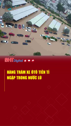 Hàng trăm xe ôtô tiền tỉ ngập trong nước lũ