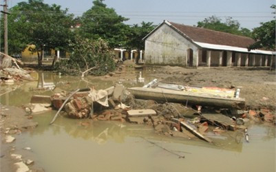 Trường THCS Liên Minh sau lũ