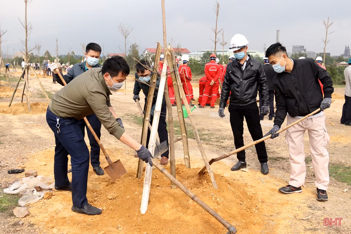 Bí thư Tỉnh ủy Hà Tĩnh tham gia trồng cây tại TX Kỳ Anh