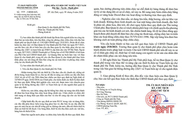 Hoàn thành nâng cấp lưới điện chợ TP Hà Tĩnh trước 25/8/2021