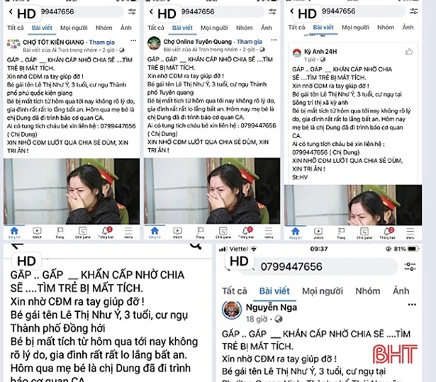 Thông tin bé gái 3 tuổi tại TX Kỳ Anh mất tích là hoàn toàn bịa đặt