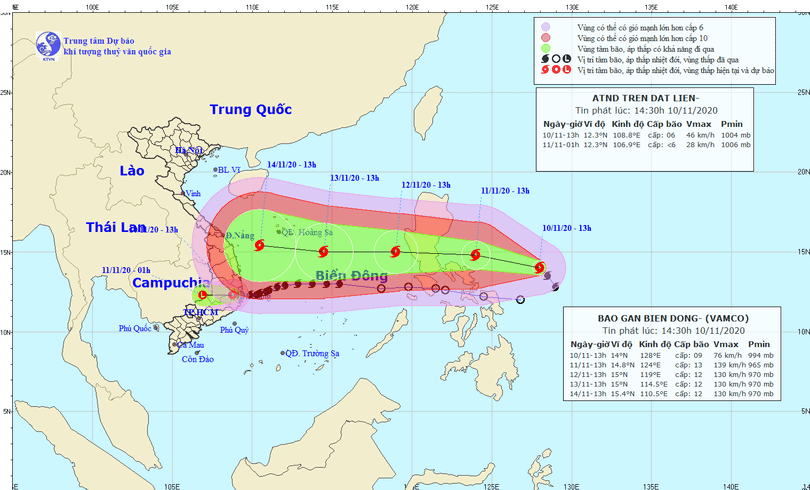 Thông tin về cơn bão gần biển Đông có tên quốc tế Vamco