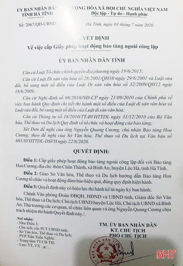 Khai trương bảo tàng tư nhân đầu tiên của Hà Tĩnh