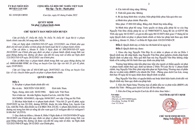 Công an huyện Kỳ Anh xử phạt 70 trường hợp vi phạm nồng độ cồn