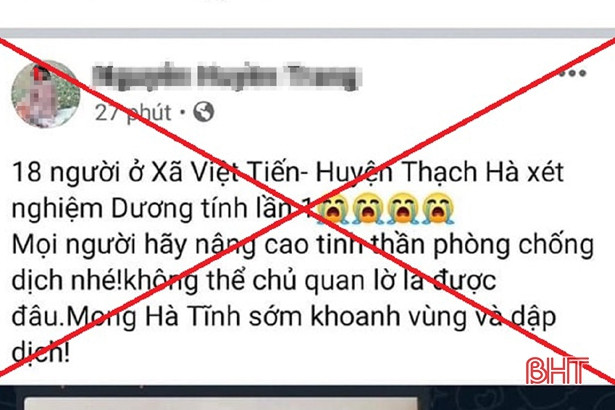 Hà Tĩnh: Phạt 5 triệu đồng chủ tài khoản Facebook thông tin sai sự thật về Covid-19