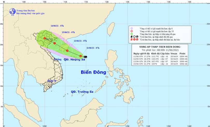Vùng áp thấp có khả năng mạnh thành áp thấp nhiệt đới, Bắc và Trung Bộ mưa lớn diện rộng