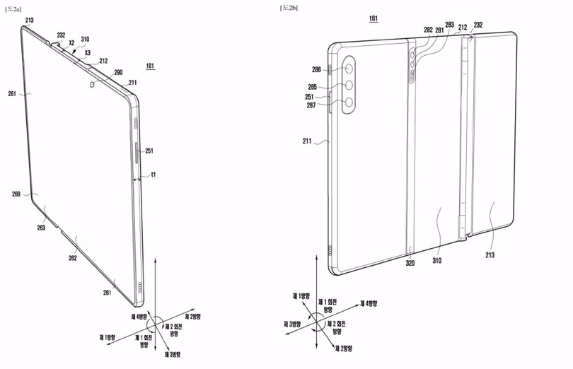 Samsung đăng ký smartphone gập làm ba