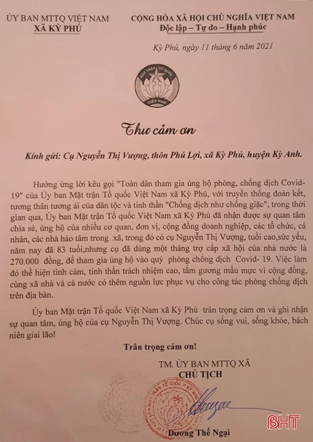 Người dân Kỳ Anh gửi gắm tình cảm, nguồn lực cho cuộc chiến chống dịch