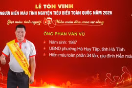 Hà Tĩnh có một cá nhân được tôn vinh người hiến máu tiêu biểu toàn quốc năm 2026