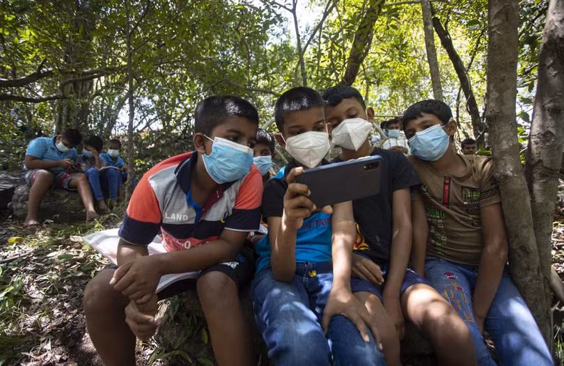 Trẻ em Sri Lanka leo núi, trèo cây “bắt sóng” wifi học trực tuyến